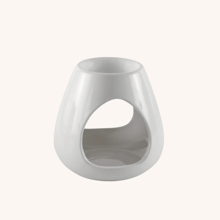 White Teardrop Wax Melt Burner on a white background
