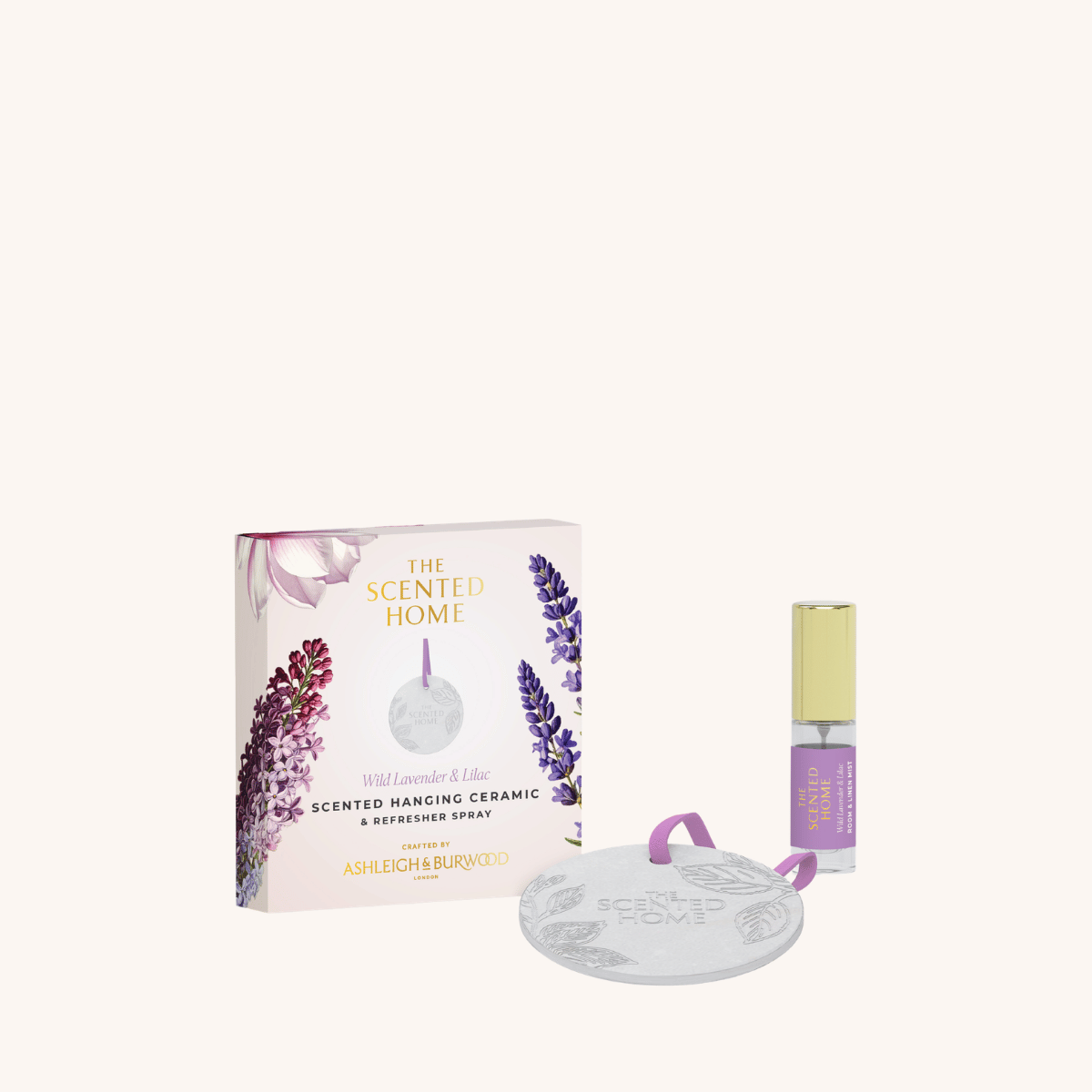 Wild Lavender & Lilac Scented Hanging Ceramic on a white background