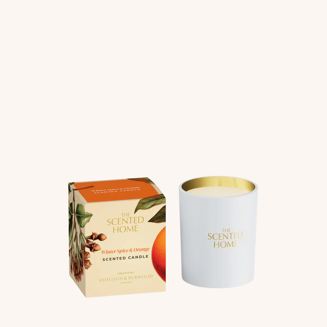 Winter Spice & Orange Scented Candle on a white background