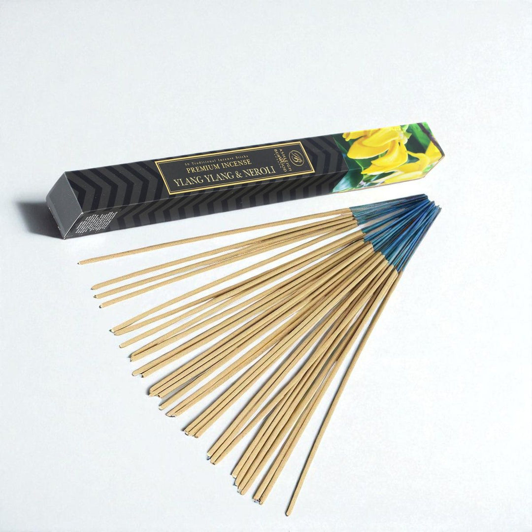Ylang Ylang & Neroli Incense against a white neutral background