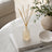Diffuser with wooden sticks on a stack of books with a plant in the background