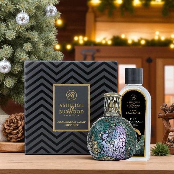 Peacock Feather and Fir &amp; Cedarwood Fragrance Lamp Gift Set